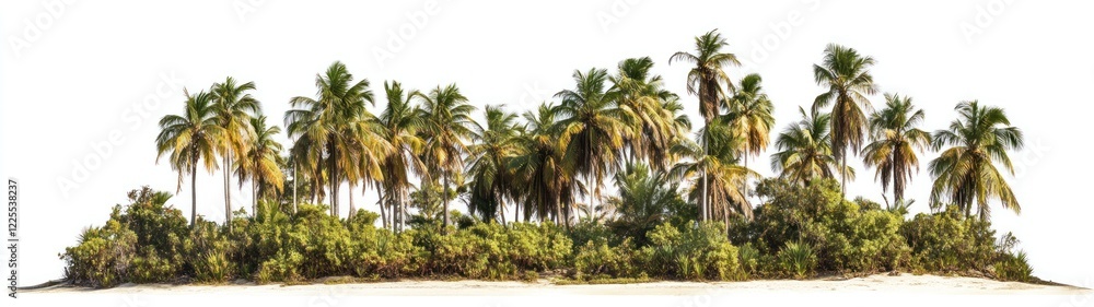 Lush Tropical Island Palm Trees Beach Scene Lush Tropical Island Palm Trees Beach Scene