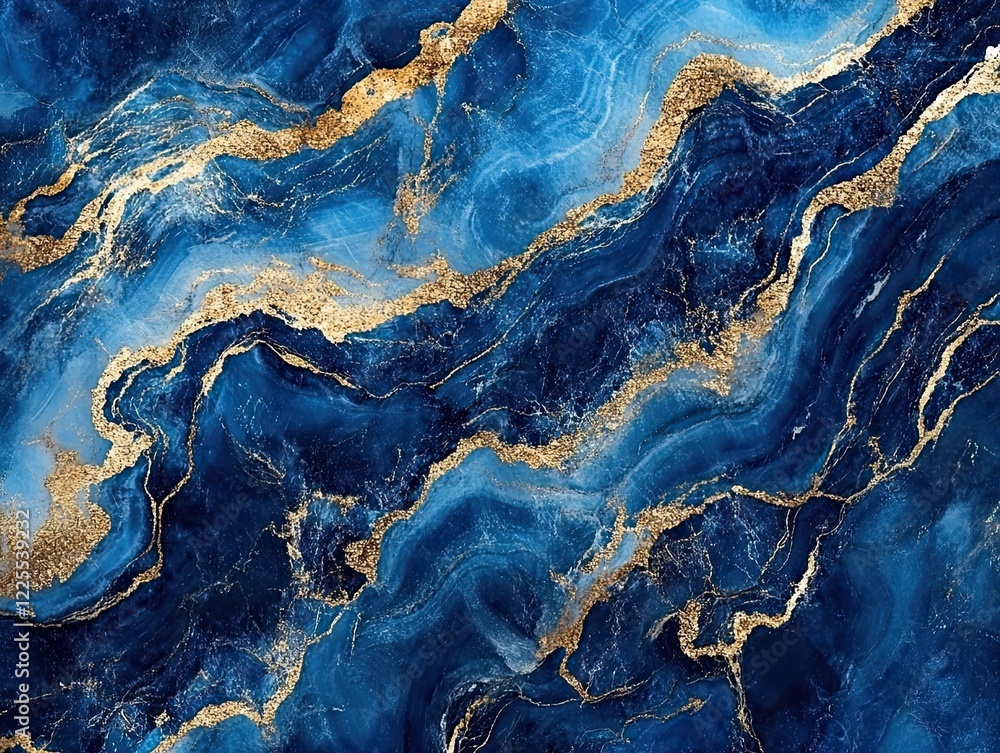 Abstract blue marble texture with golden veins creating a luxurious and elegant design Abstract blue marble texture with golden veins creating a luxurious and elegant design