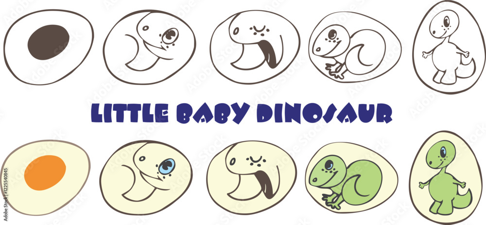 Fototapeta premium Cartoon Dinosaurus Pack. Dino Baby Set Vector