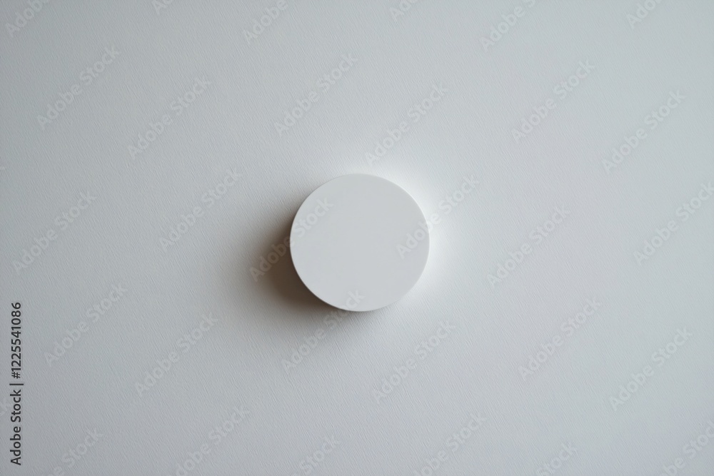 Minimalistic white circular object on a plain background, emphasizing simplicity and design Minimalistic white circular object on a plain background, emphasizing simplicity and design