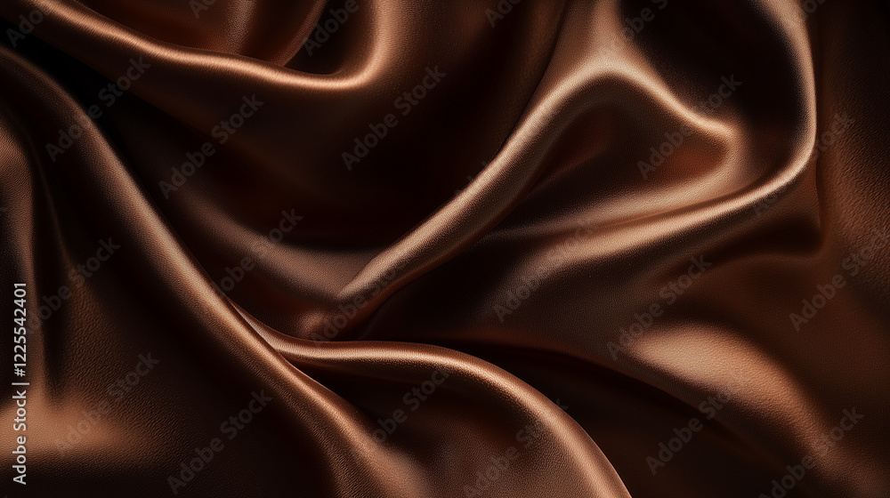 Fototapeta premium Dark brown smooth silky satin stretch fabric