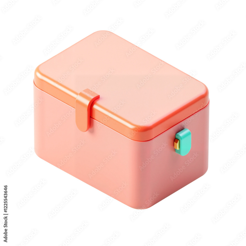 Medicine. Glossy vaccine cooler box with detailed latch and smooth surface, minimalistic design Medicine. Glossy vaccine cooler box with detailed latch and smooth surface, minimalistic design