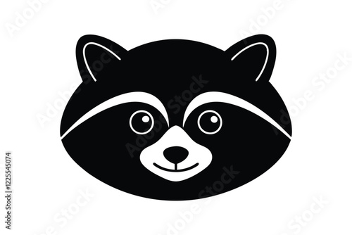 A chubby raccoon face silhouette illustration.eps