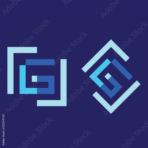  blue color rectangular shape G type logo.