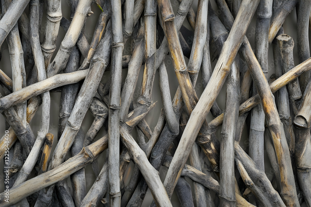 Dry bamboo stalks arranged in an organic, decorative pattern Dry bamboo stalks arranged in an organic, decorative pattern