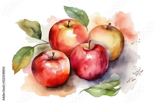 Obraz na płótnie Background with watercolor apple. Hand drawn illustration. w salonie