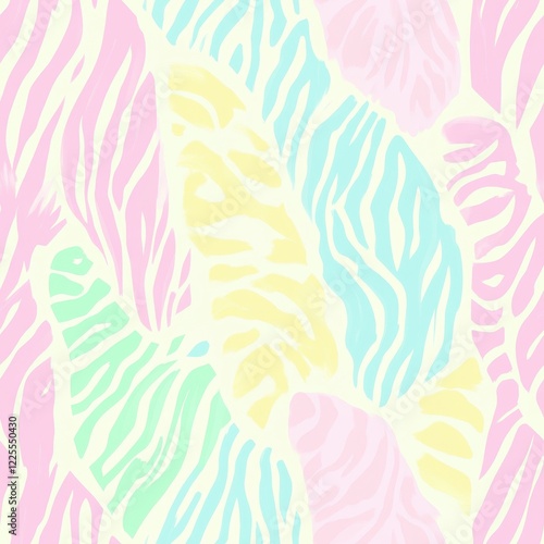 Pastel Zebra Pattern: Bright, Colorful, Abstract Animal Print Design