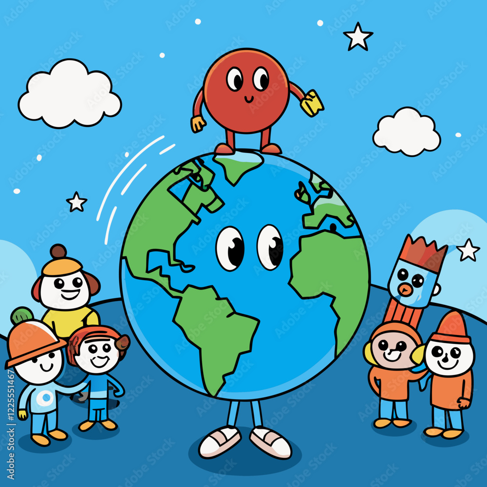 Naklejka premium kids and earth