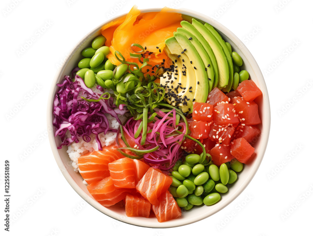 Fresh and Vibrant Poke Bowl on a transparent background – Healthy, Trendy Hawaiian Fusion Dish Perfect for Foodies, Clean Eating, and Balanced Nutrition Enthusiasts. Png cut out. Fresh and Vibrant Poke Bowl on a transparent background – Healthy, Trendy Hawaiian Fusion Dish Perfect for Foodies, Clean Eating, and Balanced Nutrition Enthusiasts. Png cut out.