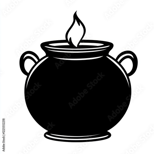 Wallpaper Mural Burning cauldron, Halloween, magic potion, white background, graphic design Torontodigital.ca