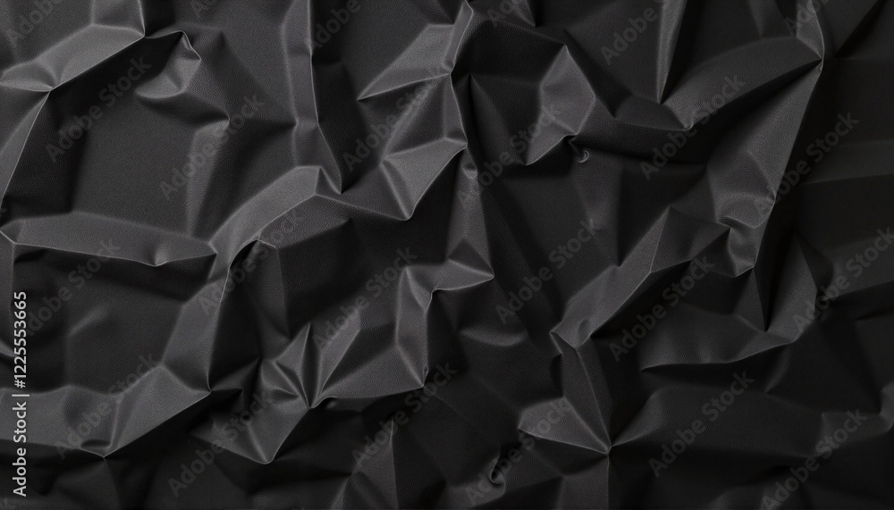 Obraz premium Intricate crumpled black paper showcasing depth and texture, artistic concept