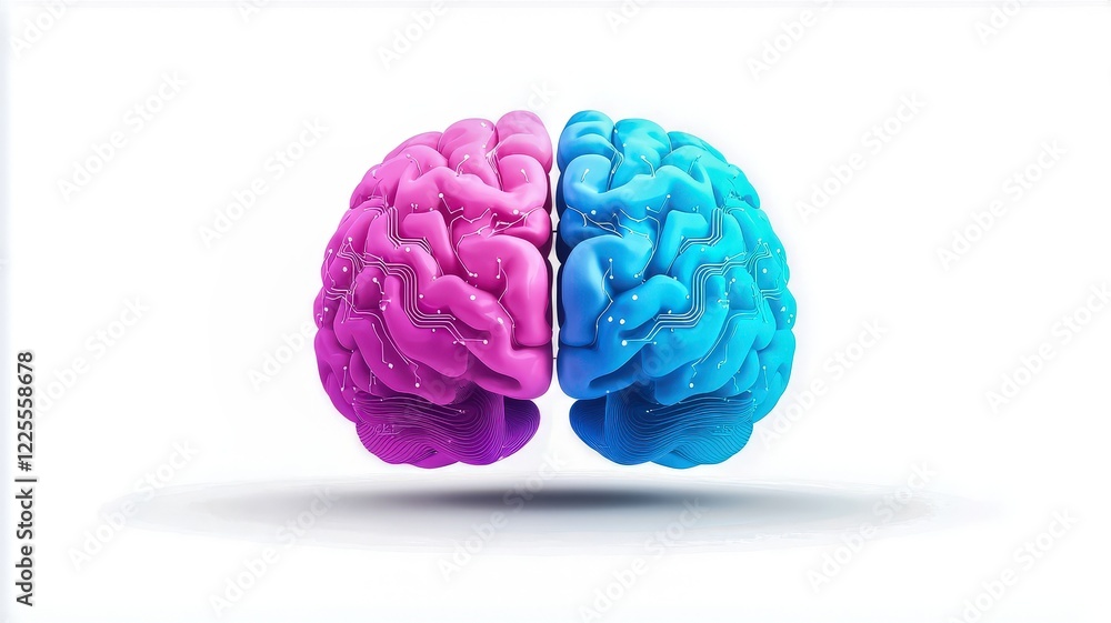 A vibrant, stylized image of a brain split into pink and blue halves, symbolizing creativity and logic. A vibrant, stylized image of a brain split into pink and blue halves, symbolizing creativity and logic.