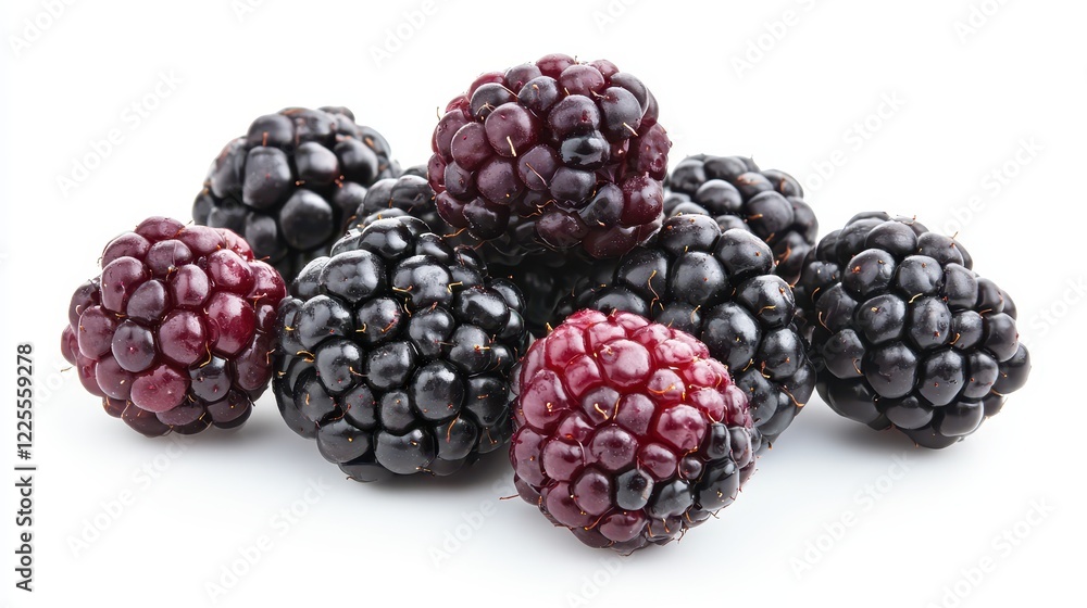 Fresh blackberries piled on a clean white surface, showcasing their rich dark color, plump texture, and juicy appearance, perfect for desserts and healthy snacks. Fresh blackberries piled on a clean white surface, showcasing their rich dark color, plump texture, and juicy appearance, perfect for desserts and healthy snacks.
