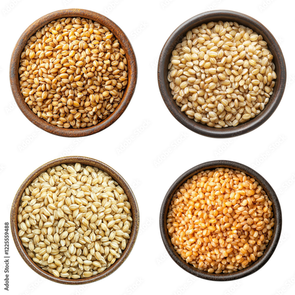Exploring diverse grains wheat barley and millet varieties in artisan bowls food photography natural light culinary art Exploring diverse grains wheat barley and millet varieties in artisan bowls food photography natural light culinary art