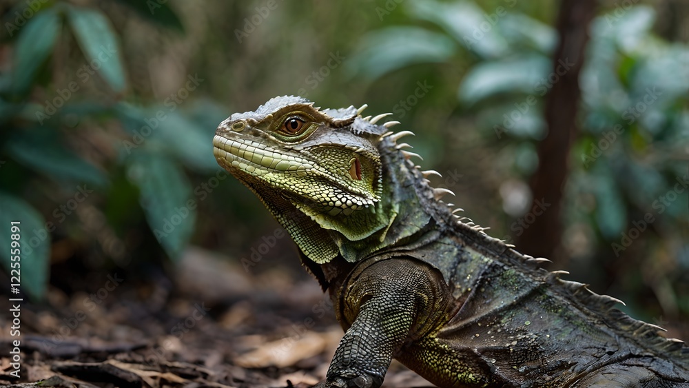 Eastern Water Dragon basking in the sun in Brisbane, Australia Eastern Water Dragon basking in the sun in Brisbane, Australia