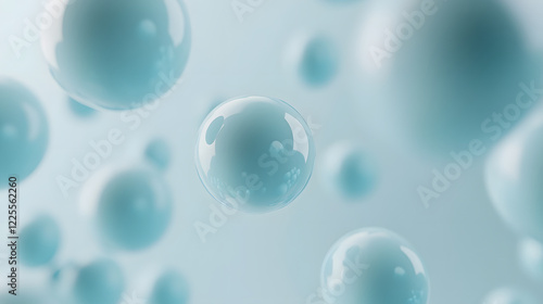 Abstract 3D Rendering background with blue bouncing balls.