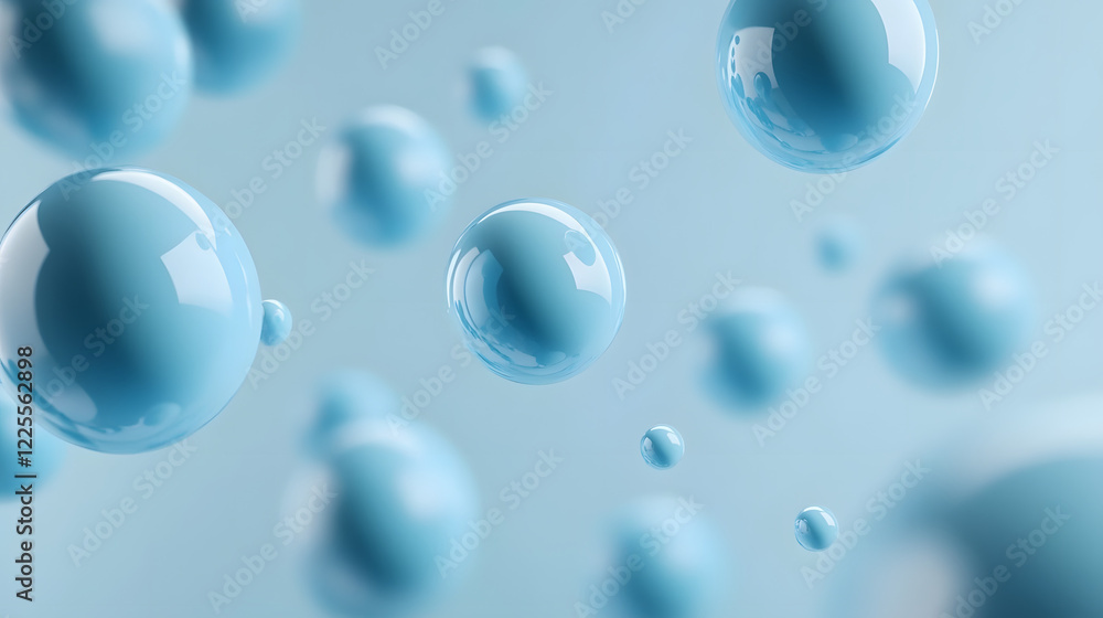 Abstract 3D Rendering background with blue bouncing balls. Abstract 3D Rendering background with blue bouncing balls.