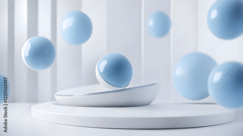 Abstract 3D Rendering background with blue bouncing balls. Abstract 3D Rendering background with blue bouncing balls.