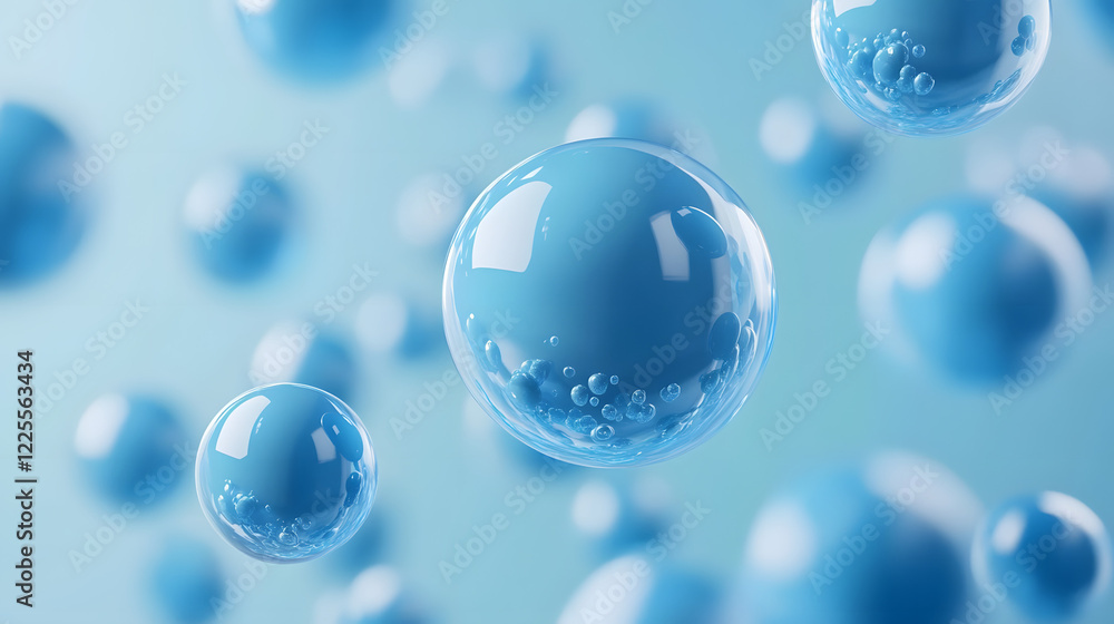 Abstract 3D Rendering background with blue bouncing balls. Abstract 3D Rendering background with blue bouncing balls.