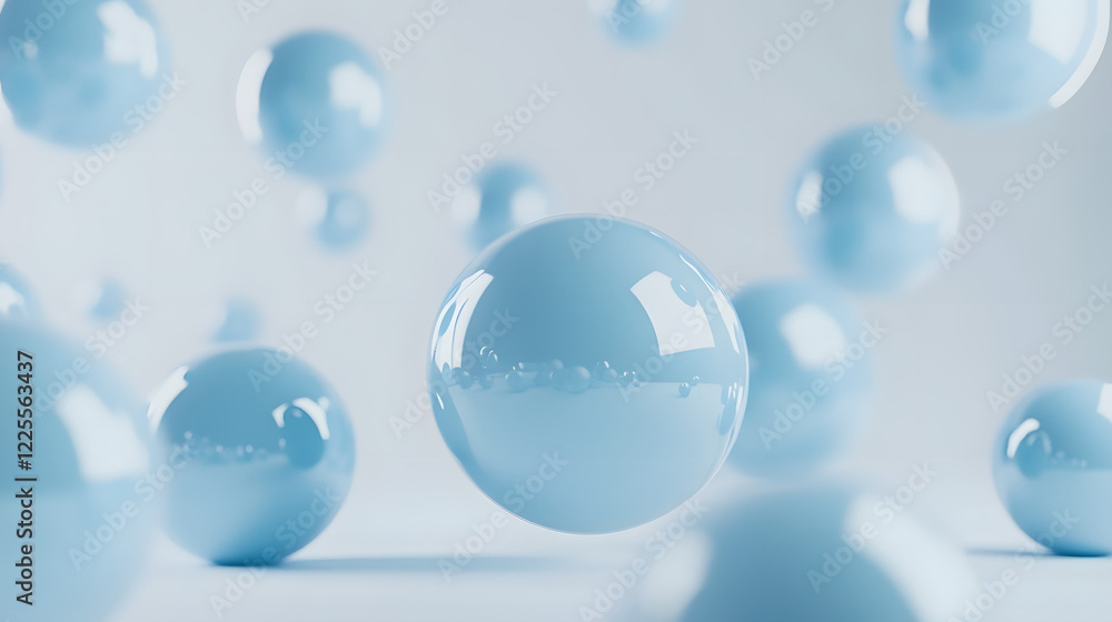 Abstract 3D Rendering background with blue bouncing balls. Abstract 3D Rendering background with blue bouncing balls.