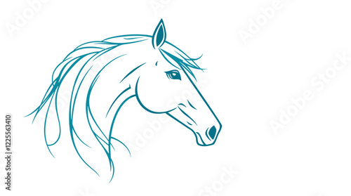 Elegant line drawing of a horse head in minimalist style on transparent background