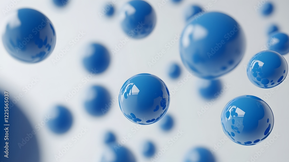 Abstract 3D Rendering background with blue bouncing balls. Abstract 3D Rendering background with blue bouncing balls.