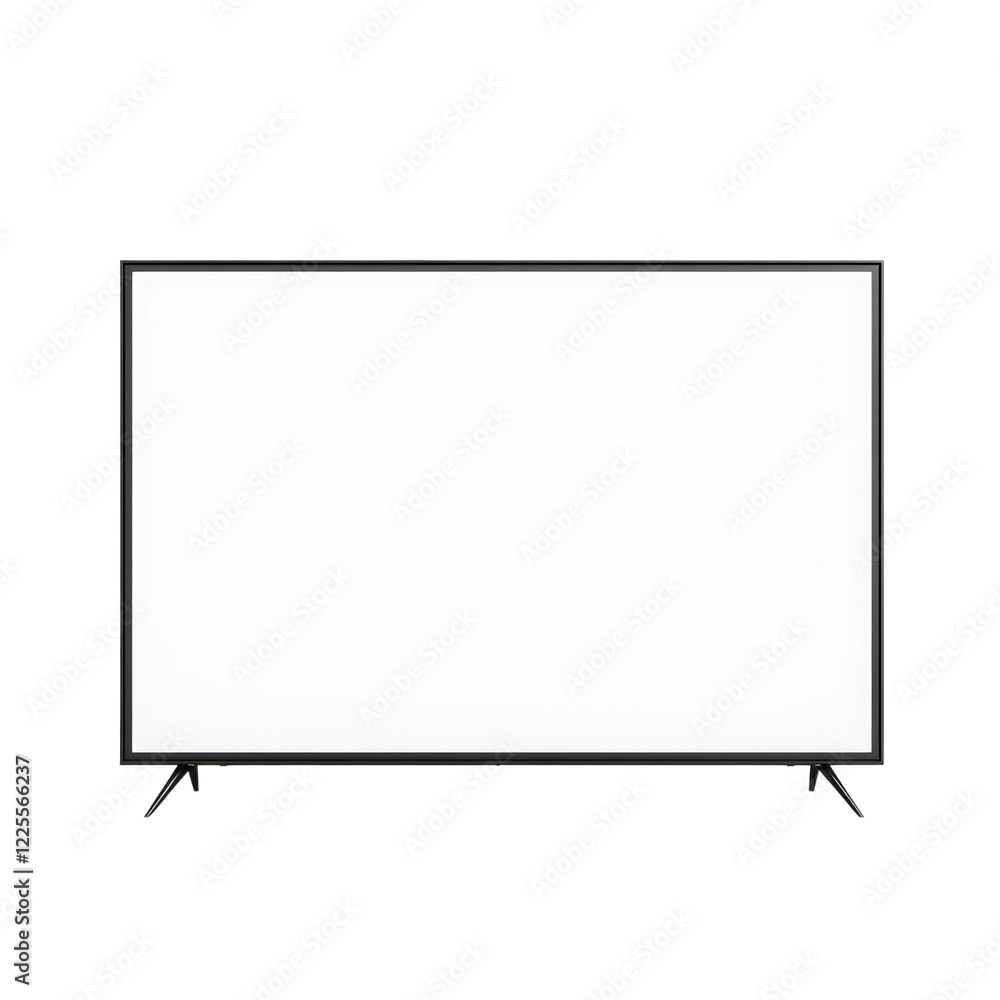 A simple white screen TV with a thin black frame, isolated on a white background. transparent, alpha background png A simple white screen TV with a thin black frame, isolated on a white background. transparent, alpha background png