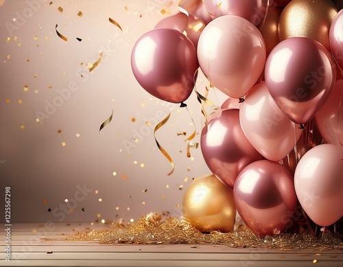 Wallpaper Ballons rosa gold photo