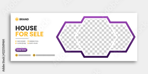 Real estate home sale social media Facebook cover design and web banner template. Modern home Facebook cover vector design template.
