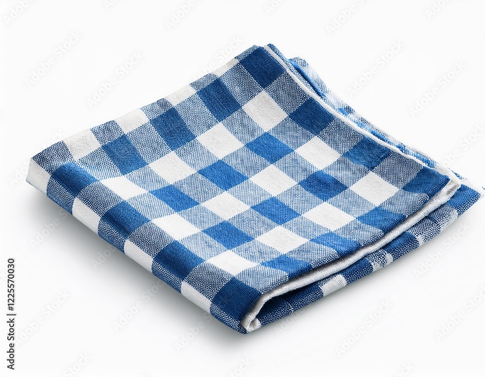 blue and white checked napkin isolated on white background blue and white checked napkin isolated on white background