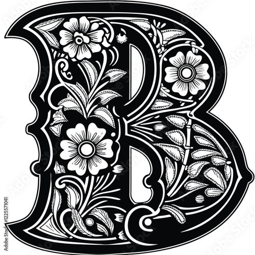 Floral Letter B
An ornate uppercase letter B wrapped in delicate flowers and swirling vine accents in line art. Adobe Illustrator Artwork