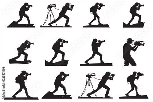 Silhouettes of Photographers and Videographers in Action