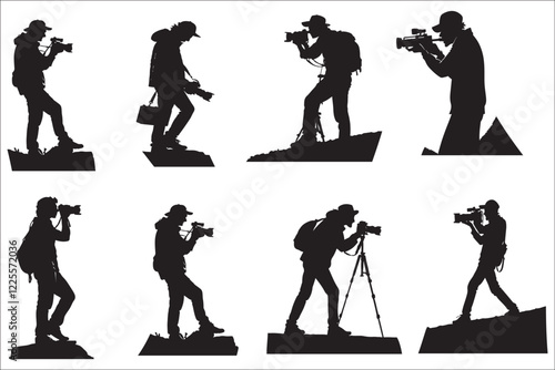 Silhouettes of Photographers and Videographers in Action