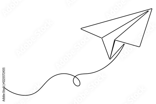 Continuous Line Drawing of Paper plane outline Vector Illustration
