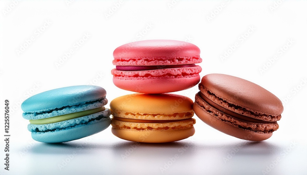 Sweet and colourful french macaroons or macaron on white background, Sweet and colourful french macaroons or macaron on white background,