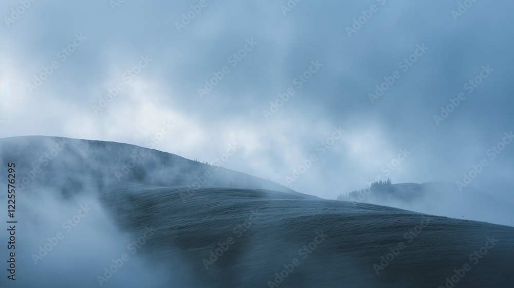 Obraz premium fogy hill, cloudy sky 