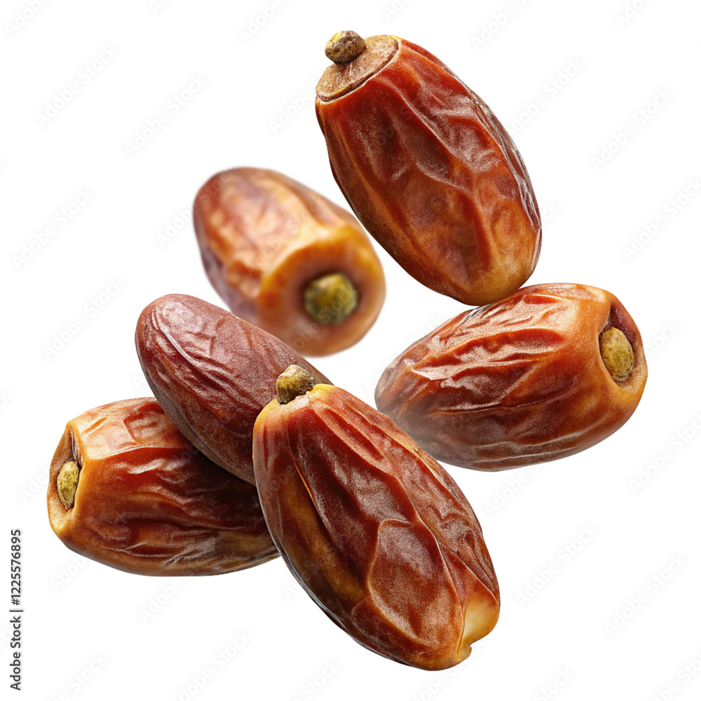 Artistic flying date fruits with soft lighting Artistic flying date fruits with soft lighting