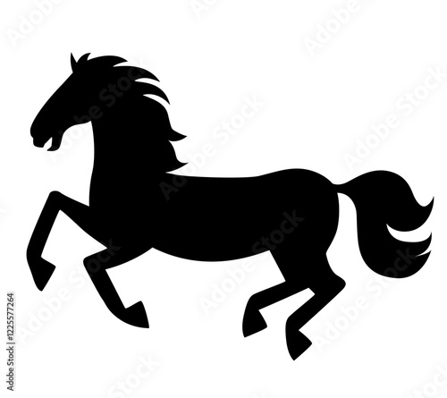 Horse. Vector flat black icon isolated on white background.