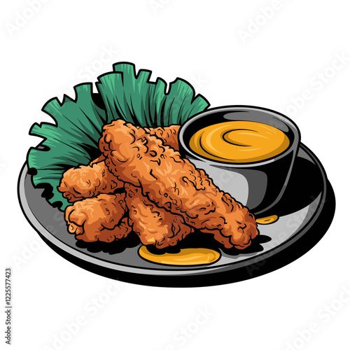 Golden Fried Chicken Tenders with Honey Mustard Dipping Sauce