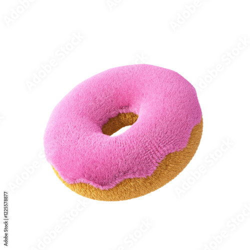 Plush Donut icon isolated on white background. 3d design element.