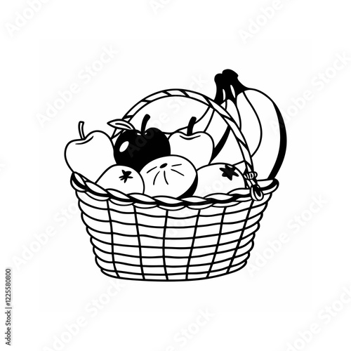 fruit basket icon isolated on white background 
