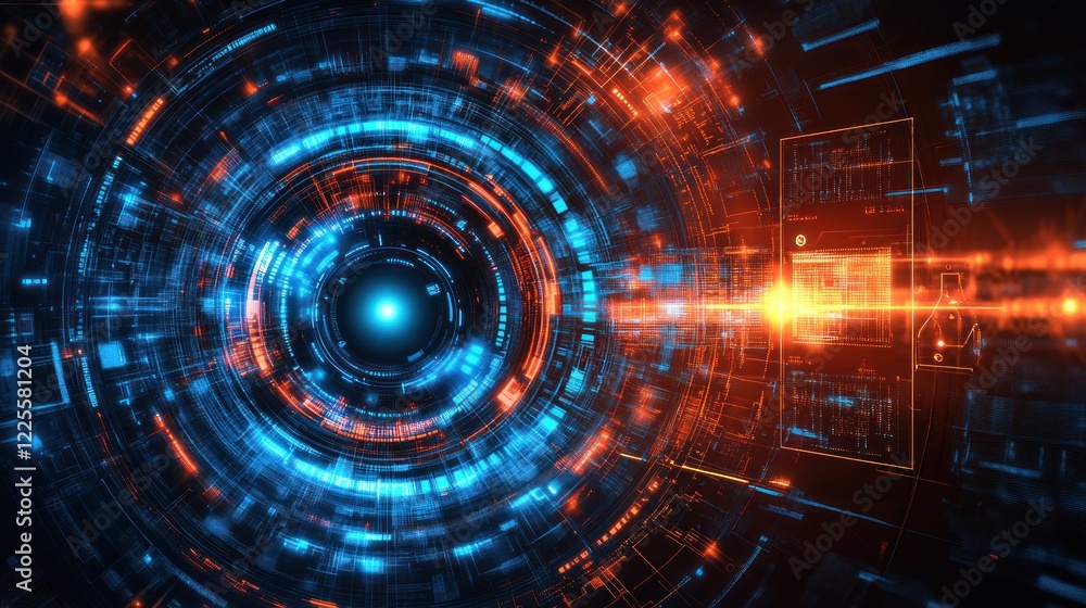 Abstract Digital Technology Interface Showing Complex Data Streams Abstract Digital Technology Interface Showing Complex Data Streams