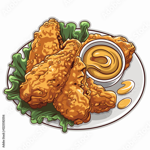 Golden Fried Chicken Tenders with Honey Mustard Dipping Sauce