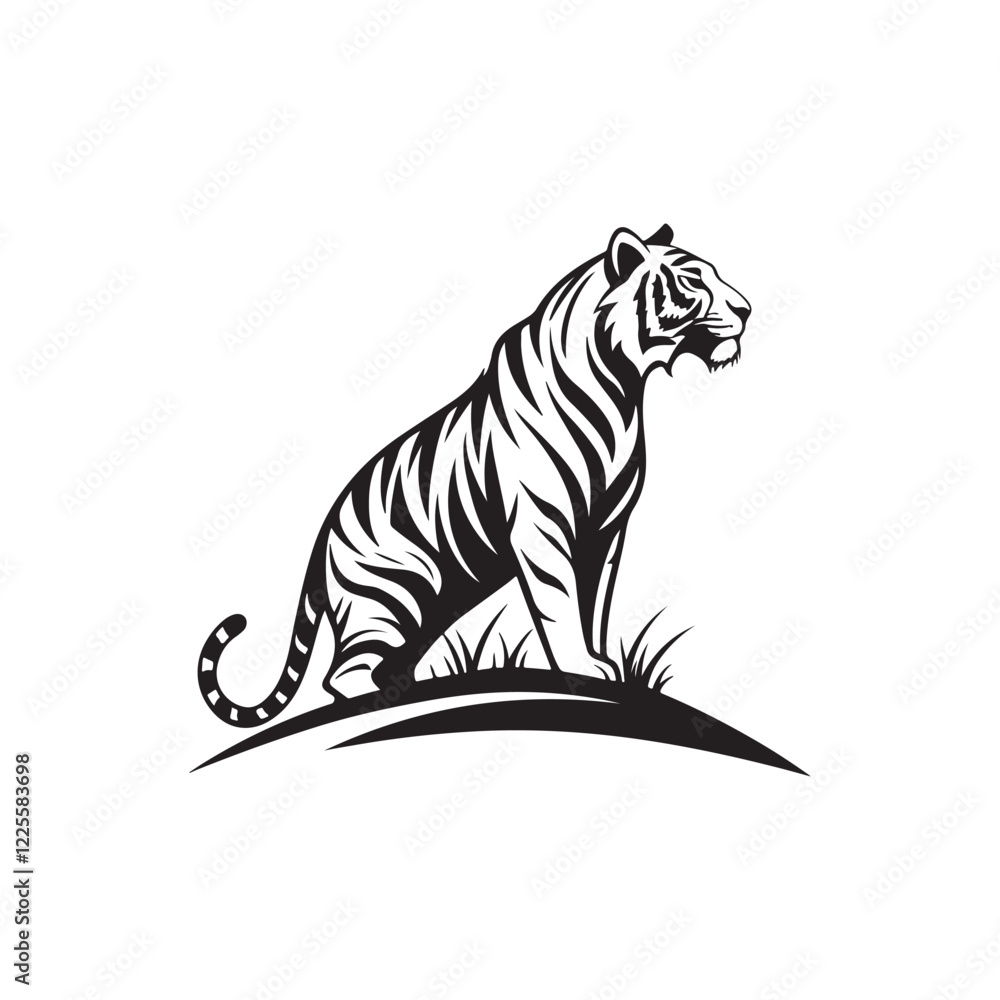 Obraz premium tiger silhouette logo tiger Face vector line art logo design