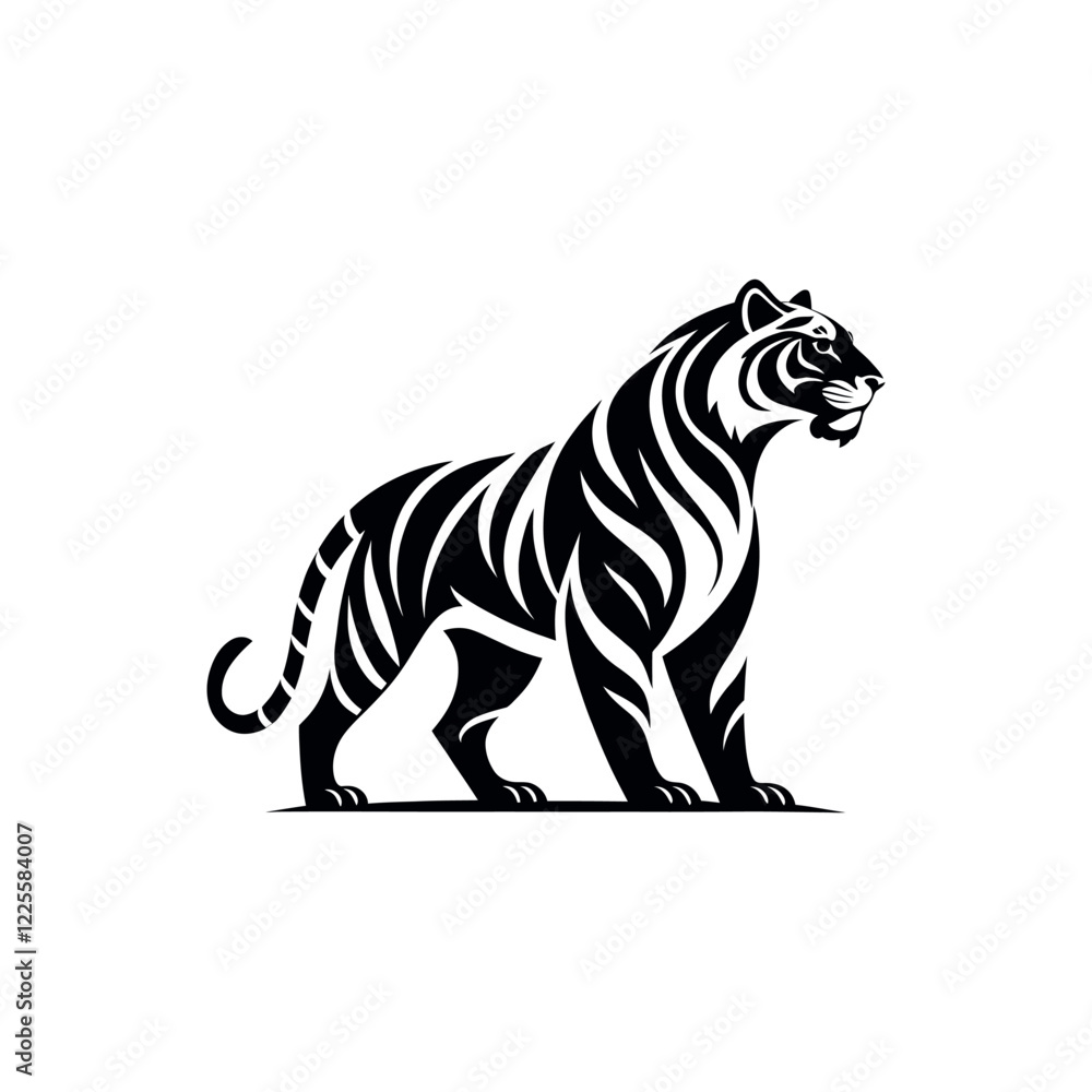 Naklejka premium tiger silhouette logo tiger Face vector line art logo design