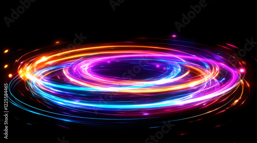 
Colorful swirl elements with neon led illumination. Abstract futuristic background.