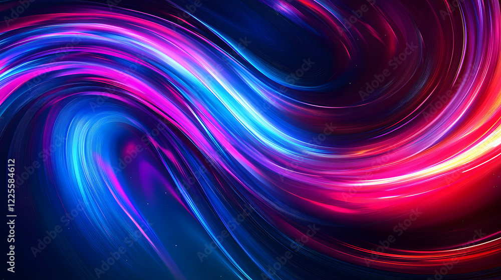 Obraz premium Colorful swirl elements with neon led illumination. Abstract futuristic background.