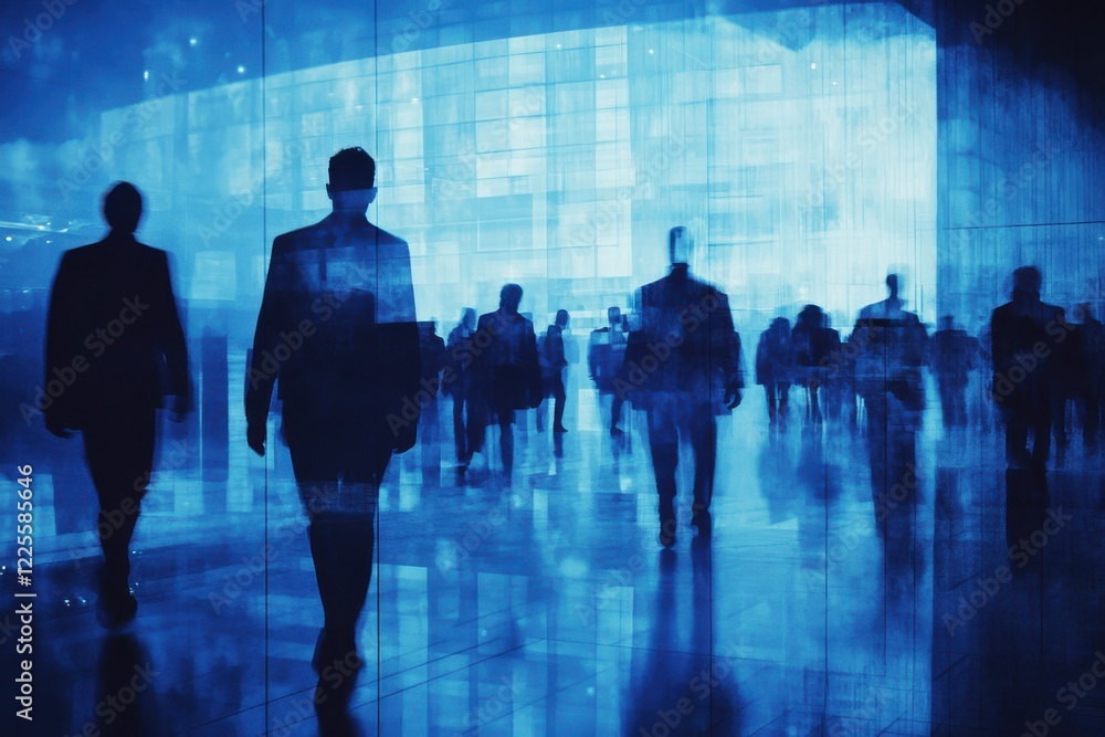 Business network concept with business people silhouettes in double exposure on an abstract background Business network concept with business people silhouettes in double exposure on an abstract background