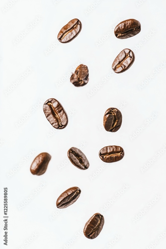Dancing coffee beans in mid-air create a captivating display of rich textures and hues, evoking the essence of freshly brewed joy and warmth Dancing coffee beans in mid-air create a captivating display of rich textures and hues, evoking the essence of freshly brewed joy and warmth