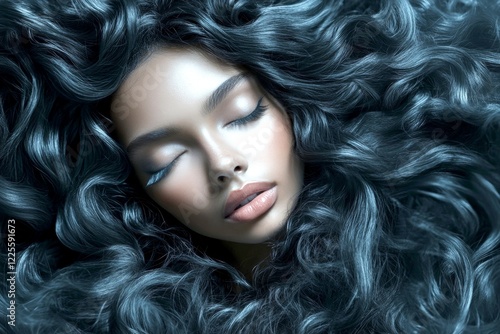 Wallpaper Mural Commercial promotion conceptual art. Long hairdo - curly hair. Attractive calm black girl - for ads, magazine ad and social web ad use. Stylish african american. Chic long hair beauty. Torontodigital.ca